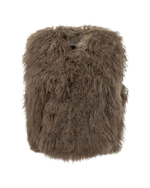 Martha Louis Brown Mongolian-Fur Gilet