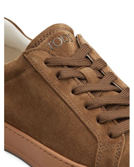 Tod's Brown Logo-embossed Suede Sneakers for men