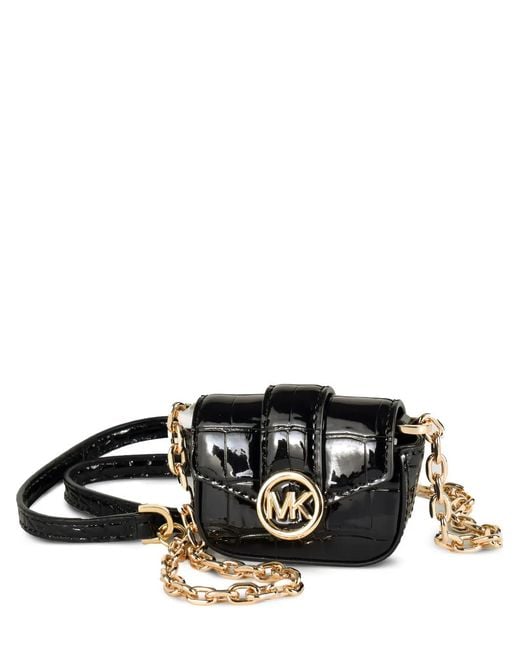 Michael Kors Black Carmen Croc-Effect Crossbody Bag