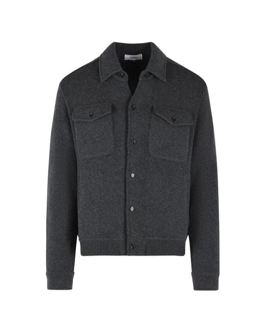 Lardini Black Knitted Button-Up Jacket for men