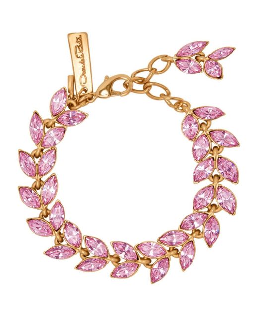 Oscar de la Renta Pink Crystal Leaves Bracelet