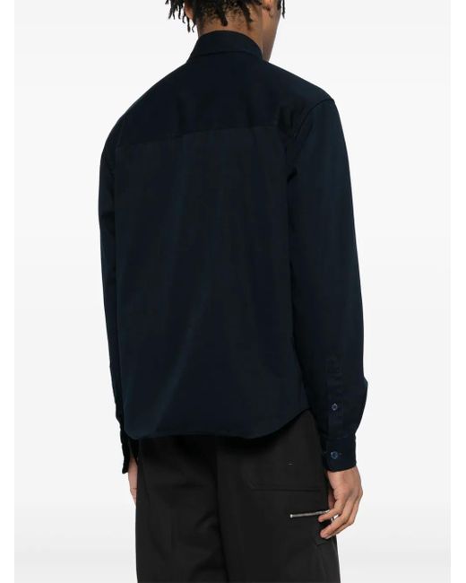 Boss Blue Logo-Embroidered Cotton Shirt for men