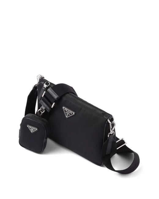 Prada Black Re-Nylon Leather And Nylon Shoulder Bag for men