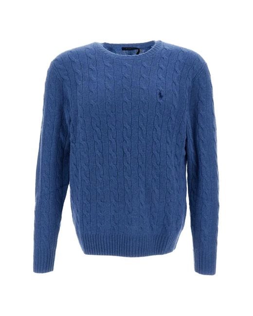 Polo Ralph Lauren Blue Cable-Knit Wool-Cashmere Sweater for men