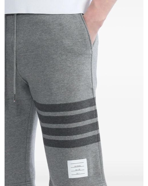 Thom Browne Gray Cotton Striped Track Shorts for men