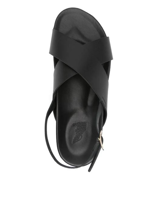 Ancient Greek Sandals Black Ikesia Criss-Cross-Strap Sandals