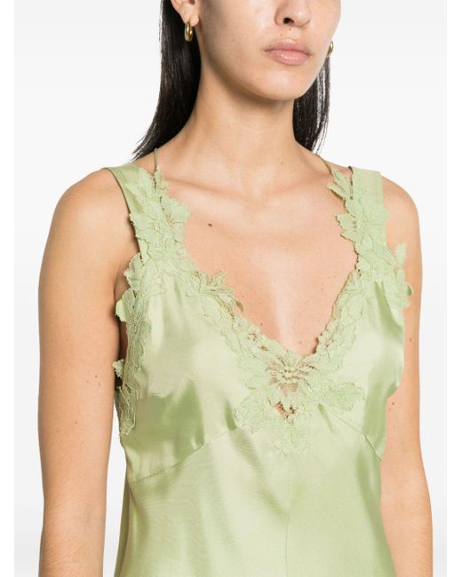 Dorothee Schumacher Green Lace-appliqué Camisole Silk Dress