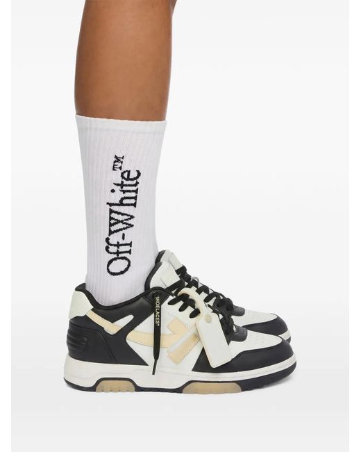 Off-White c/o Virgil Abloh White Lace-Up Branded Heel Sneakers