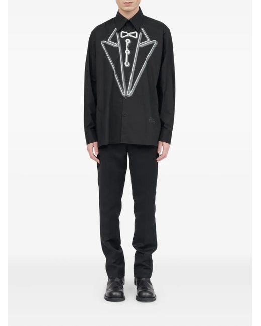 MM6 by Maison Martin Margiela Blue Tuxedo-Print Long-Sleeves Shirt for men