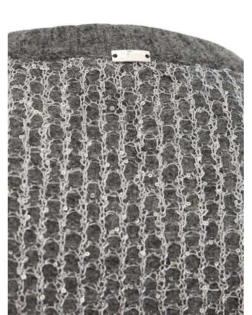 Herno Gray Sequin-Embellishment Sweater