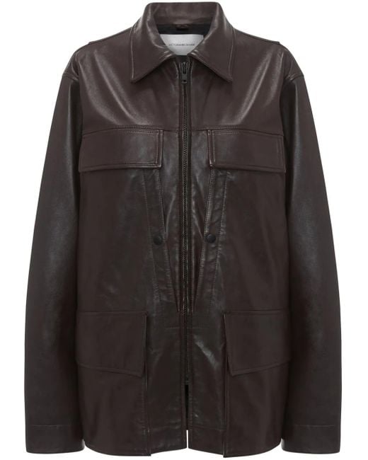 Victoria Beckham Black Chore Leather Jacket