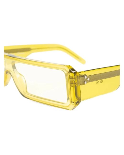 Rick Owens Yellow Rectangular-Frame Sunglasses