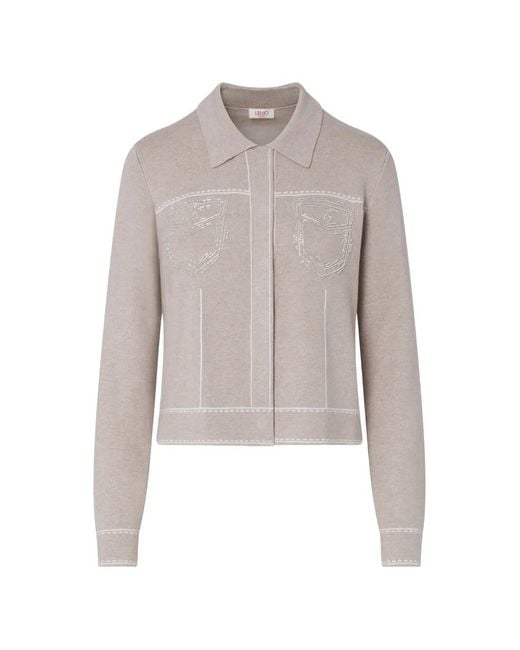 Liu Jo White Knit Jacket With Beads