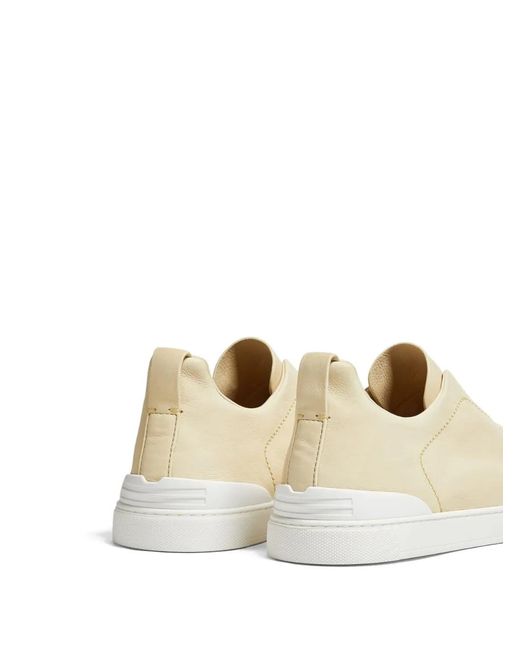 Zegna Natural Triple Stitch Slip-On Sneakers for men
