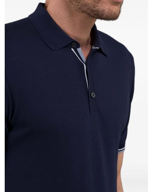 Moorer Blue Adolfo-Cre Button-Fastening Polo Shirt for men