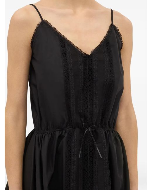 MSGM Black Lace Trim Handkerchief Asymmetric Dress
