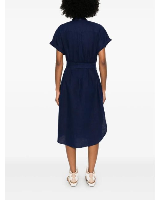 Polo Ralph Lauren Blue Button-Down Dress With Signature Polo Pony Motif