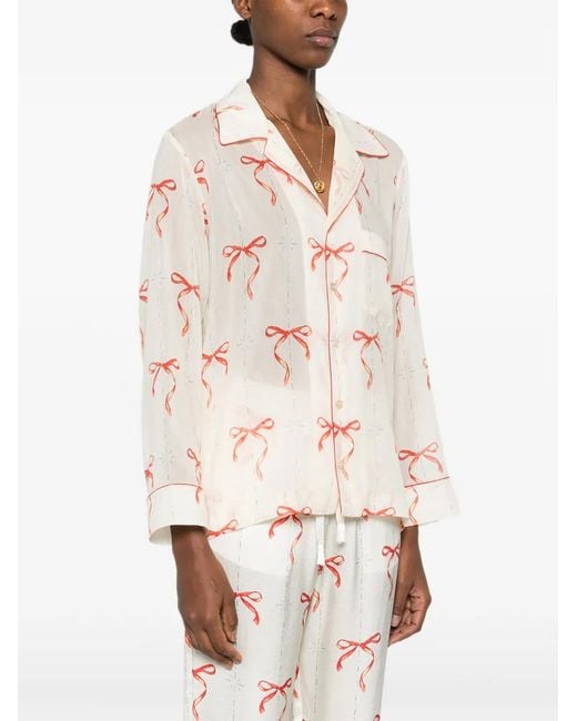 Forte_forte White Bow-Pattern Shirt