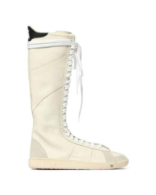 Patrizia Pepe White Boxeur Skin Knee-High Lace-Up Sneakers