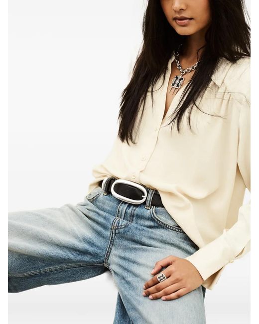 Ba&sh Natural Wilna Gathered Long-Sleeved Shirt