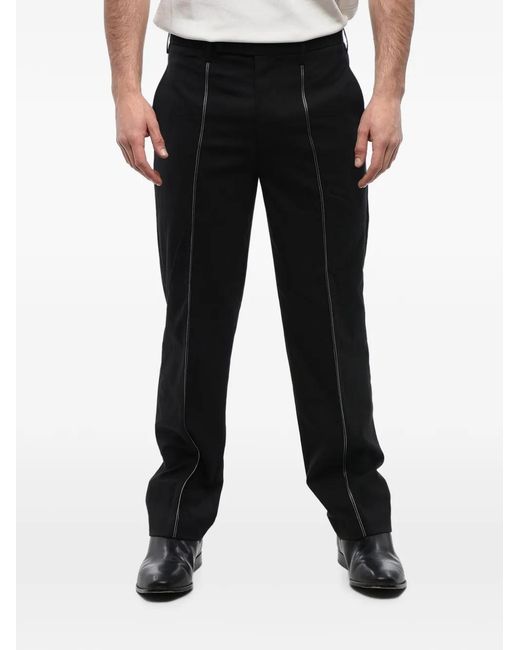 Neil Barrett Black Contrast-Stitch Slim-Fit Trousers for men