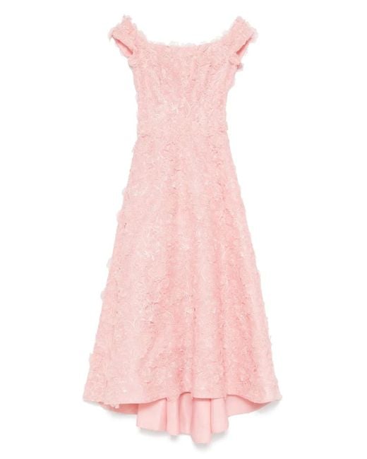 Abito Midi Con Ricamo A Fiori di Costarellos in Pink