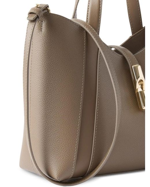 Furla Brown Goccia Grained Leather Tote Bag