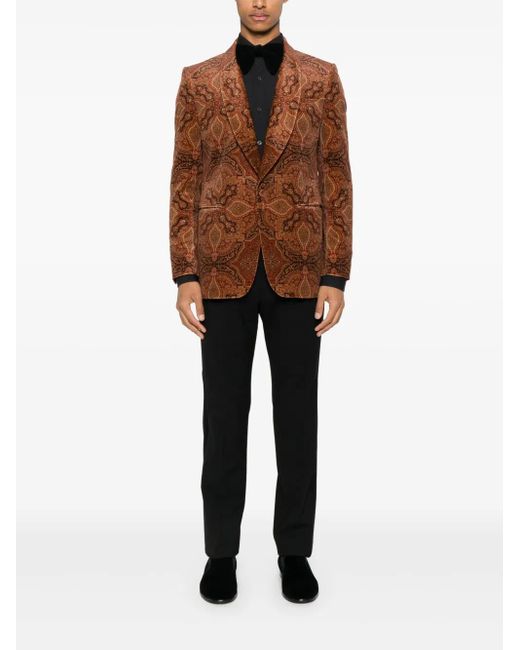 Fursac Brown Single-Breasted Blazer for men