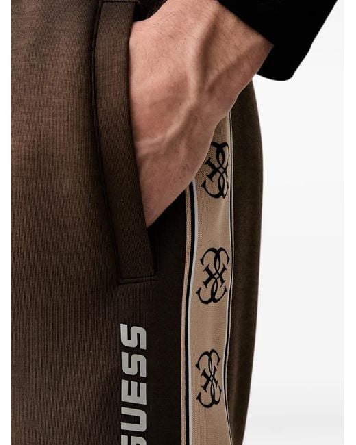 Guess Black Logo-Tape Track Pants for men