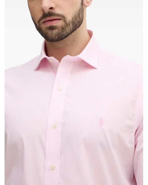 Polo Ralph Lauren Pink Buttoned Logo-Embroidered Shirt for men