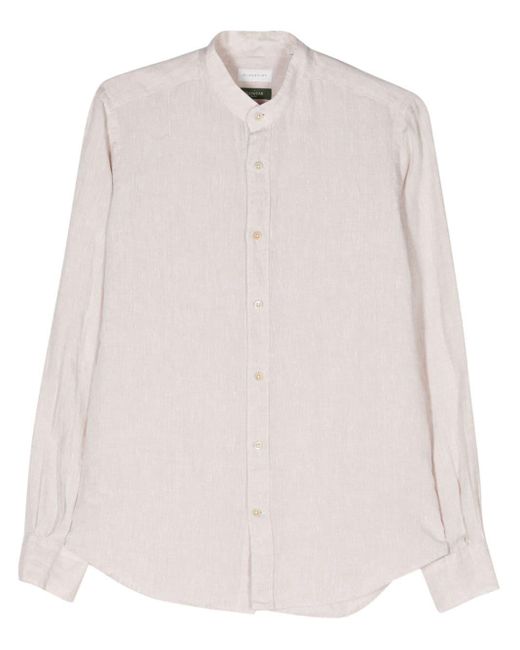 Glanshirt Pink Band-collar Linen Shirt for men