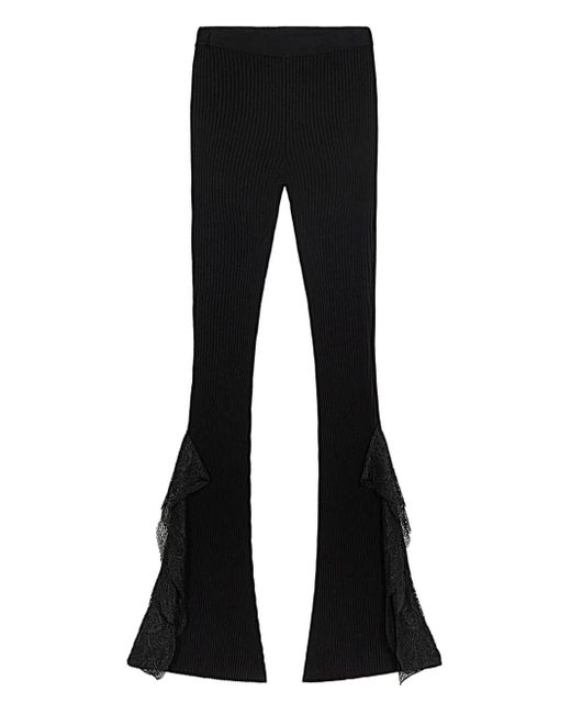 Blumarine Black Knit Insert Lace Pants
