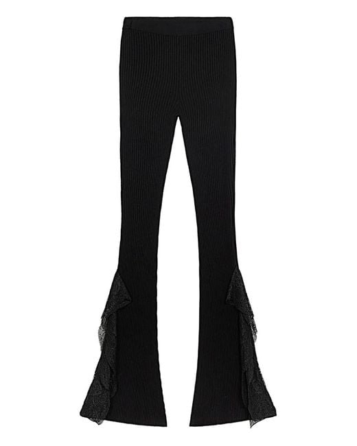 Blumarine Black Knit Insert Lace Pants