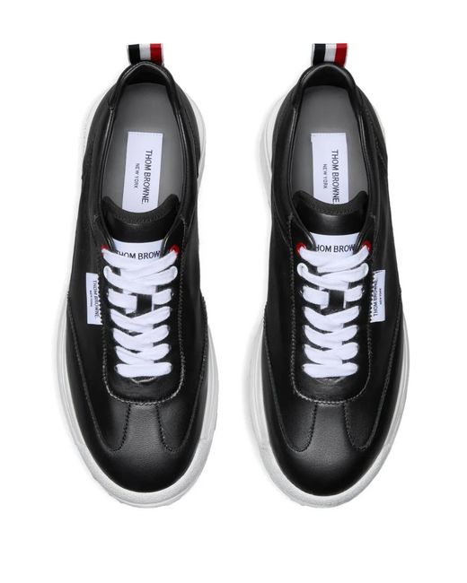 Thom Browne Black Soft Nappa Rwb Tech Runner Sneakers for men