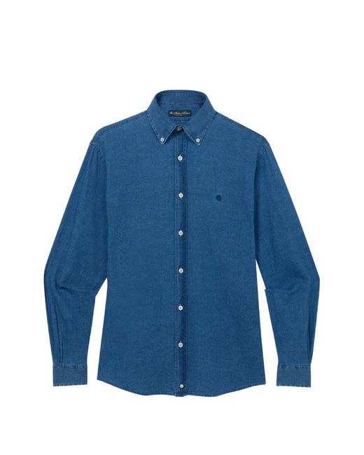 Brooks Brothers Blue Button-Down Embroidered Shirt for men