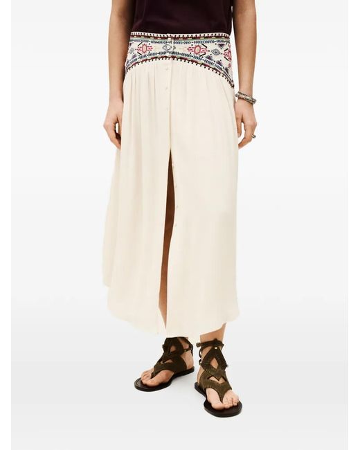 Ba&sh White Tilana Embroidered Buttoned Skirt
