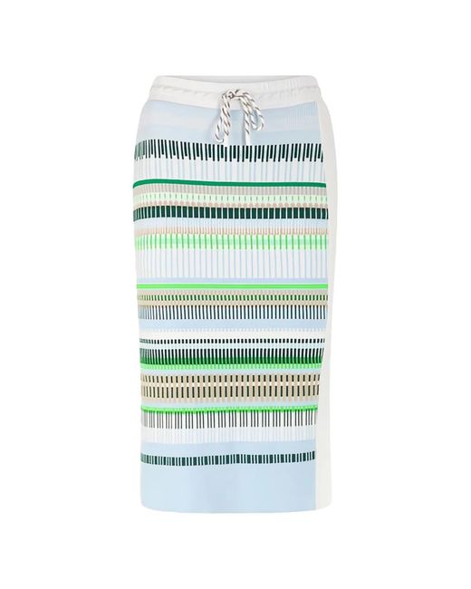 Marc Cain Green Drawstring Striped Skirt