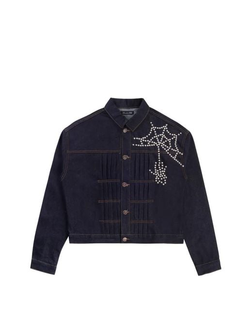 Boredom Kills Blue Spider Denim Jacket for men