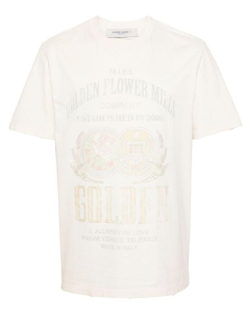 T-shirt en coton à imprimé graphique Golden Goose Deluxe Brand pour homme en coloris White