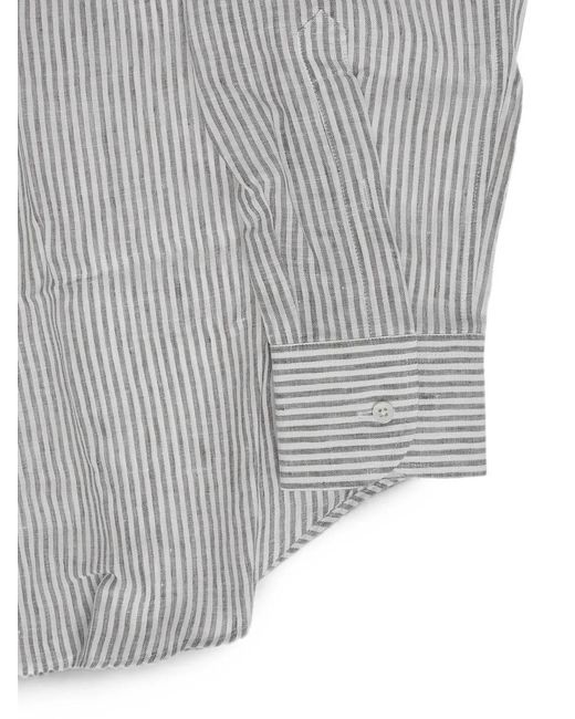 Corneliani Gray Striped French-Collar Shirt for men
