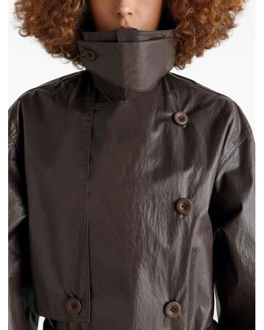 Lemaire Gray Metallic-Effect Double-Breasted Trench Coat