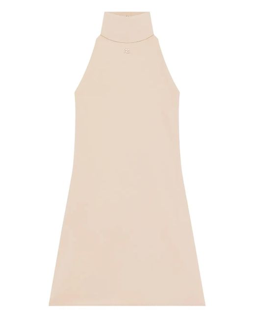 Courreges Natural Halterneck Sleeveless Mini Dress