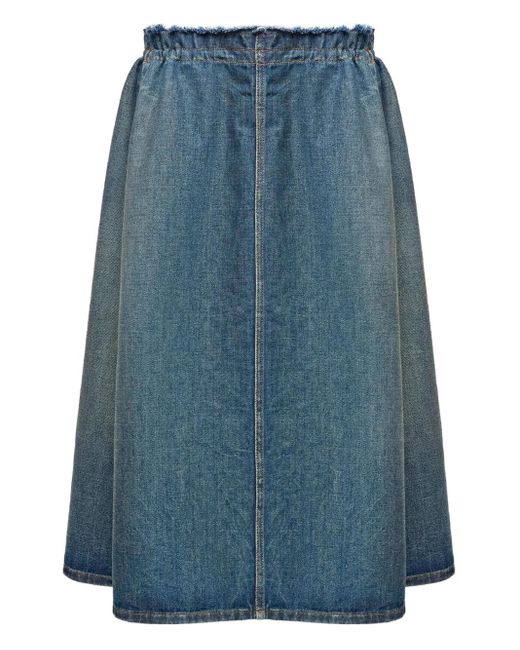 MM6 by Maison Margiela Blue Stonewashed Cotton Denim Midi Skirt