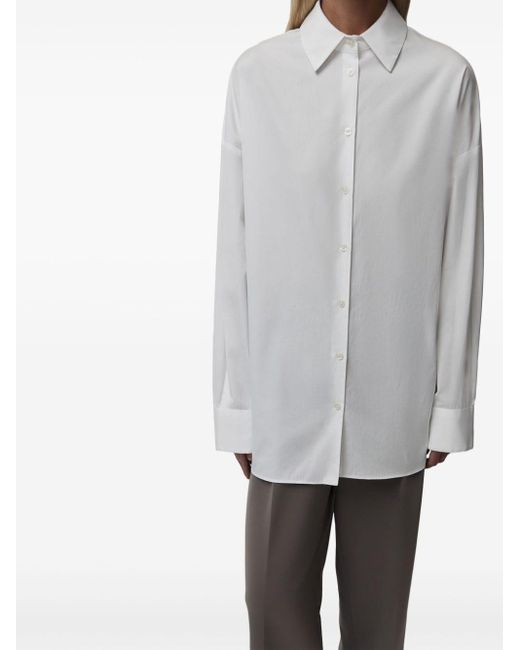 12 STOREEZ White Long-sleeve Cotton Shirt