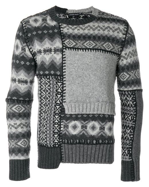 Lyst - Alexander Mcqueen Patchwork Sweater in Gray for Men - Save 32. ...