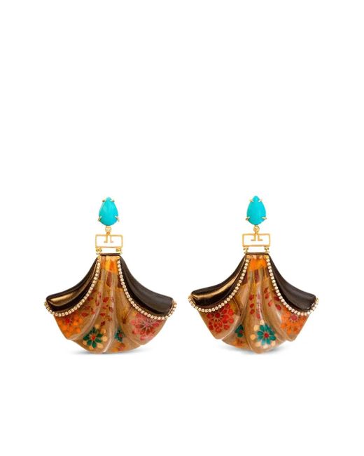 Silvia Furmanovich Metallic 18K Flower Multi-Stone Earrings