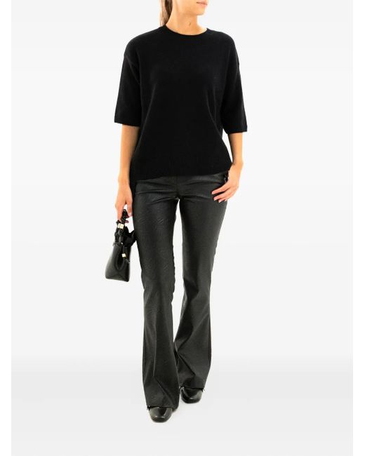 Lisa Yang Black Short-Sleeve Side-Tie Sweater