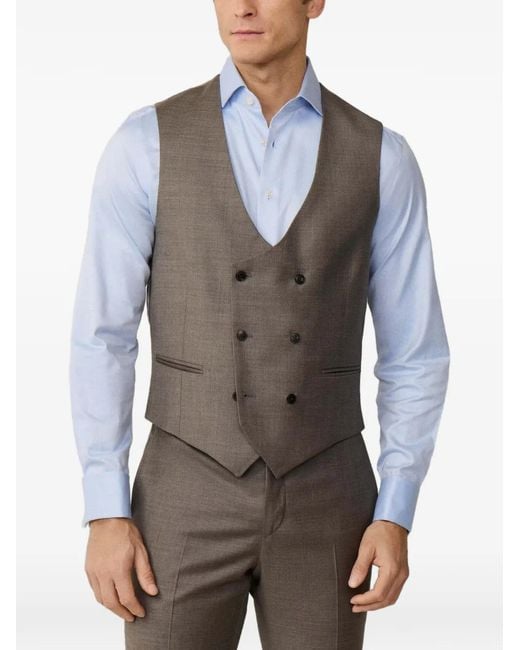 Hackett Gray Double-Breasted Waistcoat for men