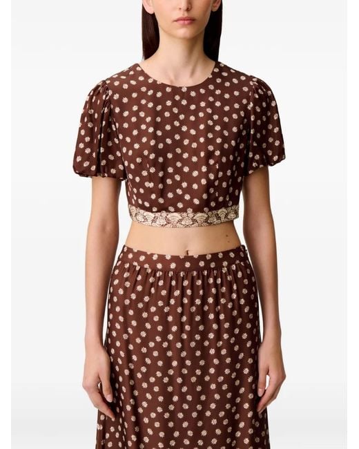 Claudie Pierlot Brown Blouse Nouée À Fleurs