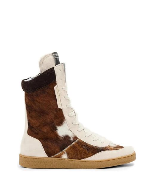 AllSaints Brown Louise Cow-Print Sneakers